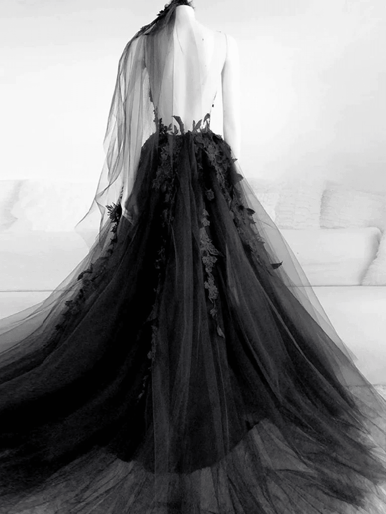 Beaira Black Tulle and Lace Long Prom Dresses Long Black Floral Formal Evening Dresses prom dresses shops