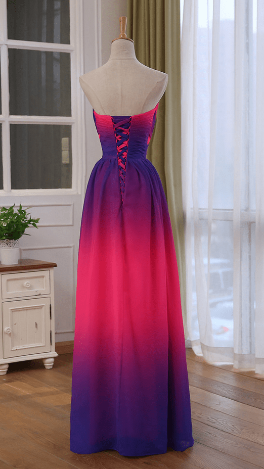 Beaira Beautiful Gradient Chiffon Sweetheart Beaded Prom Dress A-line Gradient Party Dress prom dresses shops