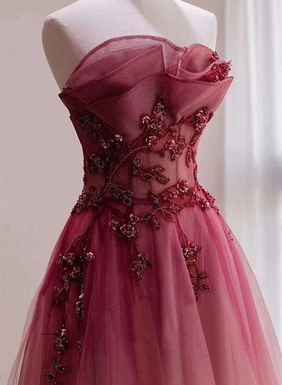 Beaira Beautiful Tulle Gradient with Beaded Long Party Dress A-line Gradient Prom Dress prom dresses shops