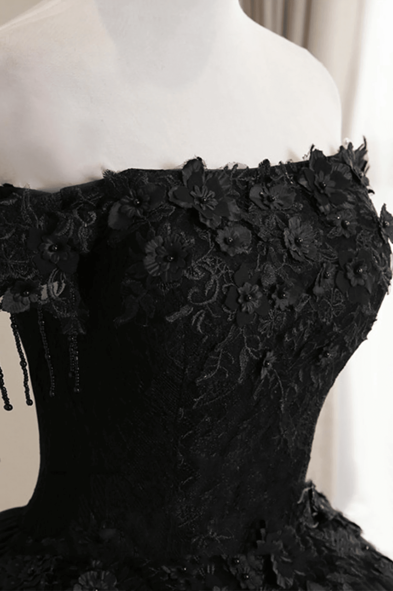 Beaira Black Off Shoulder Sweet 16 Formal Dress with Lace Black Formal Dress prom dresses shops