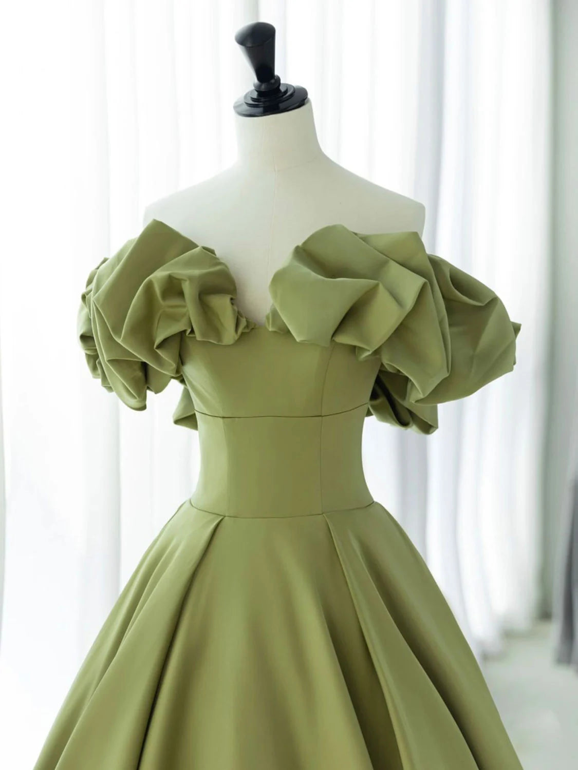 Beaira Green Satin Long Off Shoulder Formal Dress Green Evening Dress Prom Dress prom dresses shops