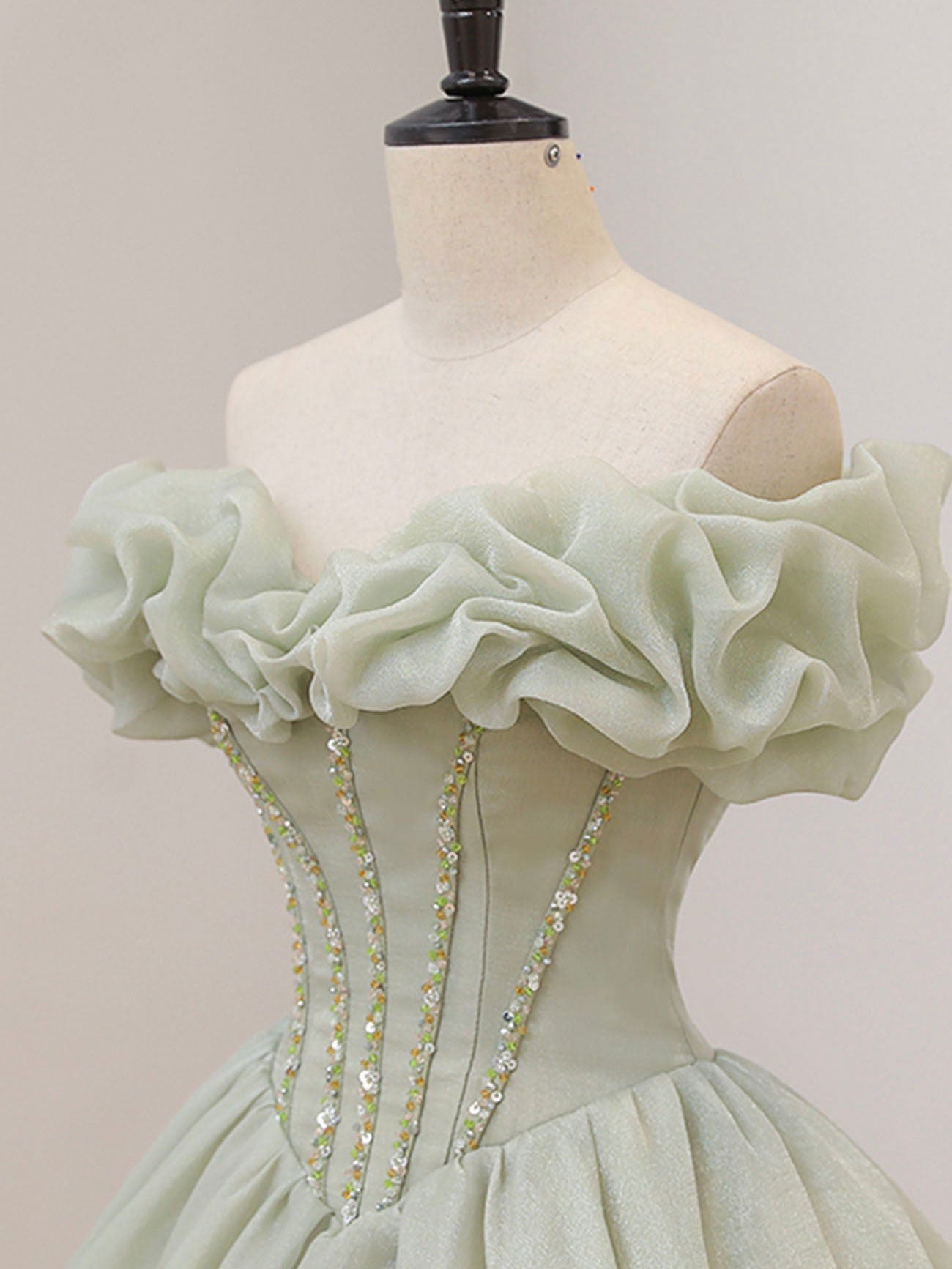 Beaira Light Green Ball Gown Beaded Sweet 16 Dress Green Prom Dress Formal Dress prom dresses shops