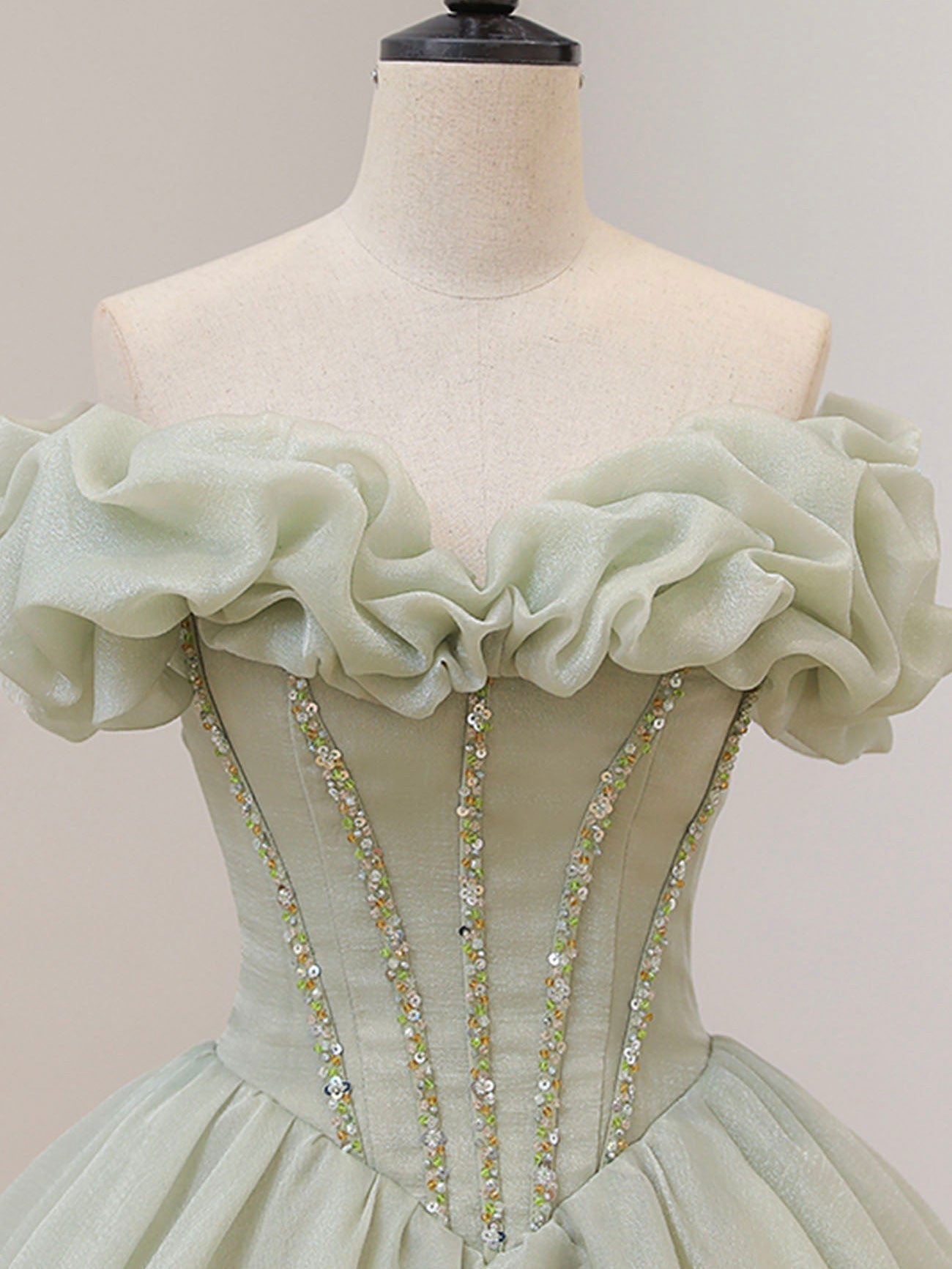 Beaira Light Green Ball Gown Beaded Sweet 16 Dress Green Prom Dress Formal Dress prom dresses shops
