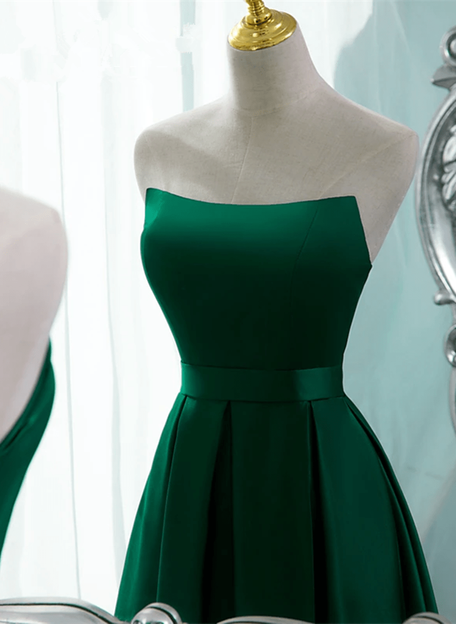 Beaira Green Satin Simple Long Party Dress with Leg Slit Green A-ine Junior Prom Dress prom dresses shops