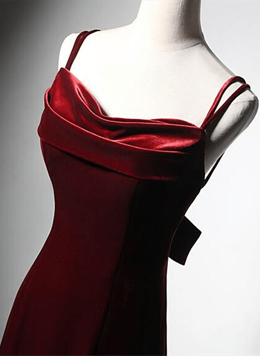 Beaira Wine Red Low Back Mermaid Formal Dress Velvet Straps Long Prom Dress prom dresses shops