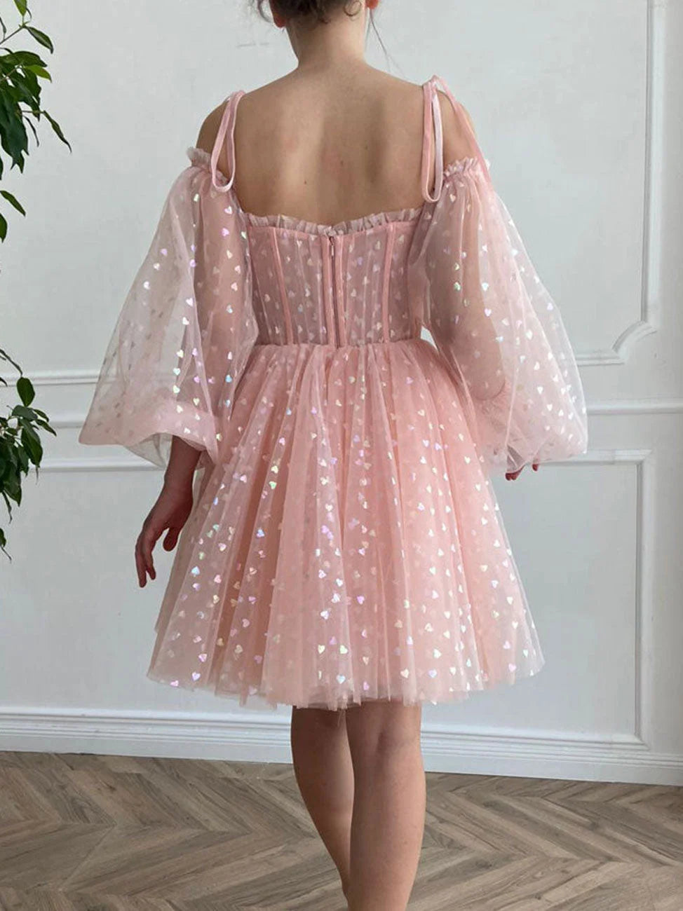 Beaira Cute Pink Tulle Short Sweetheart Prom Dress Pink Homecoming Dress Party Dress prom dresses shops