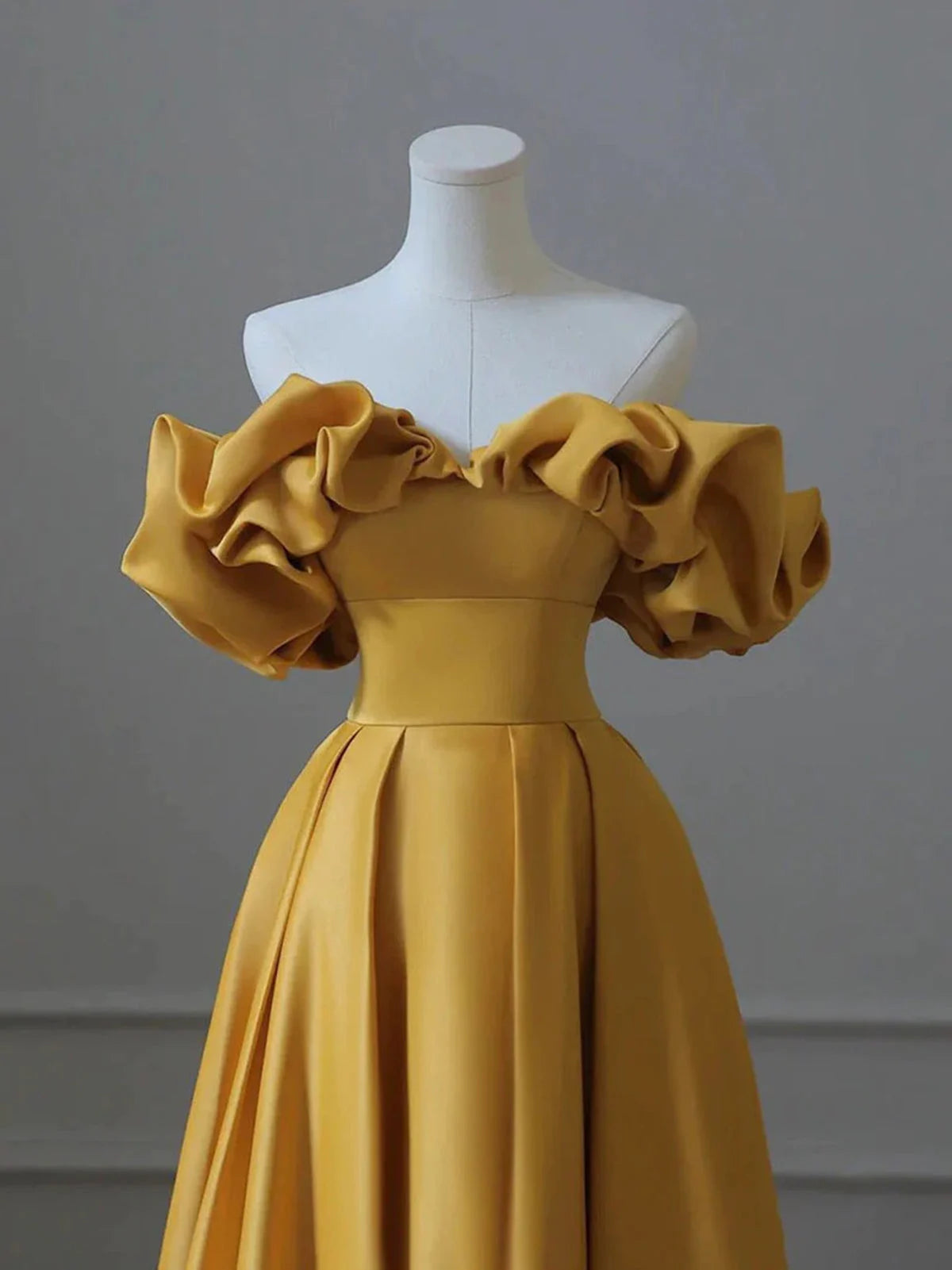 Beaira Gold Satin Long Party Dress A-line Gold Satin Formal Dress Prom Dress prom dresses shops