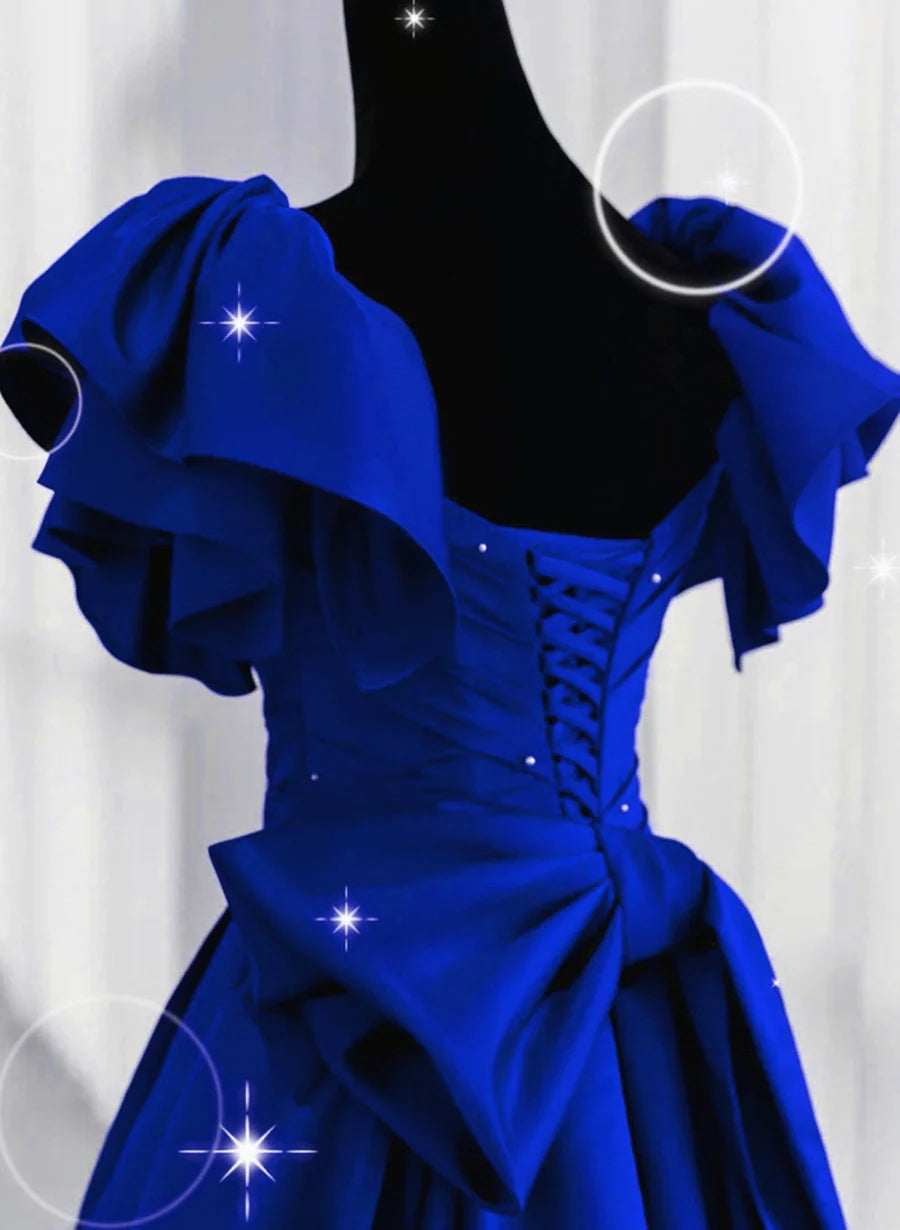 Beaira Royal Blue Satin Long Party Dress Formal Dress Blue Glam Prom Dress prom dresses shops