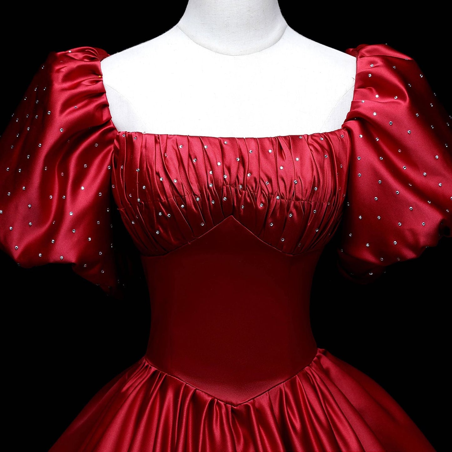 Beaira Wine Red Satin Beaded Ball Gown Sweet 16 Dress Wine Red Evening Formal Dress prom dresses shops