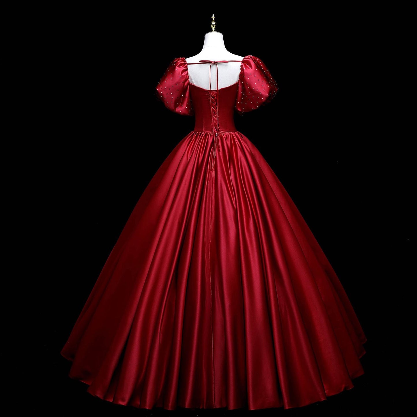 Beaira Wine Red Satin Beaded Ball Gown Sweet 16 Dress Wine Red Evening Formal Dress prom dresses shops