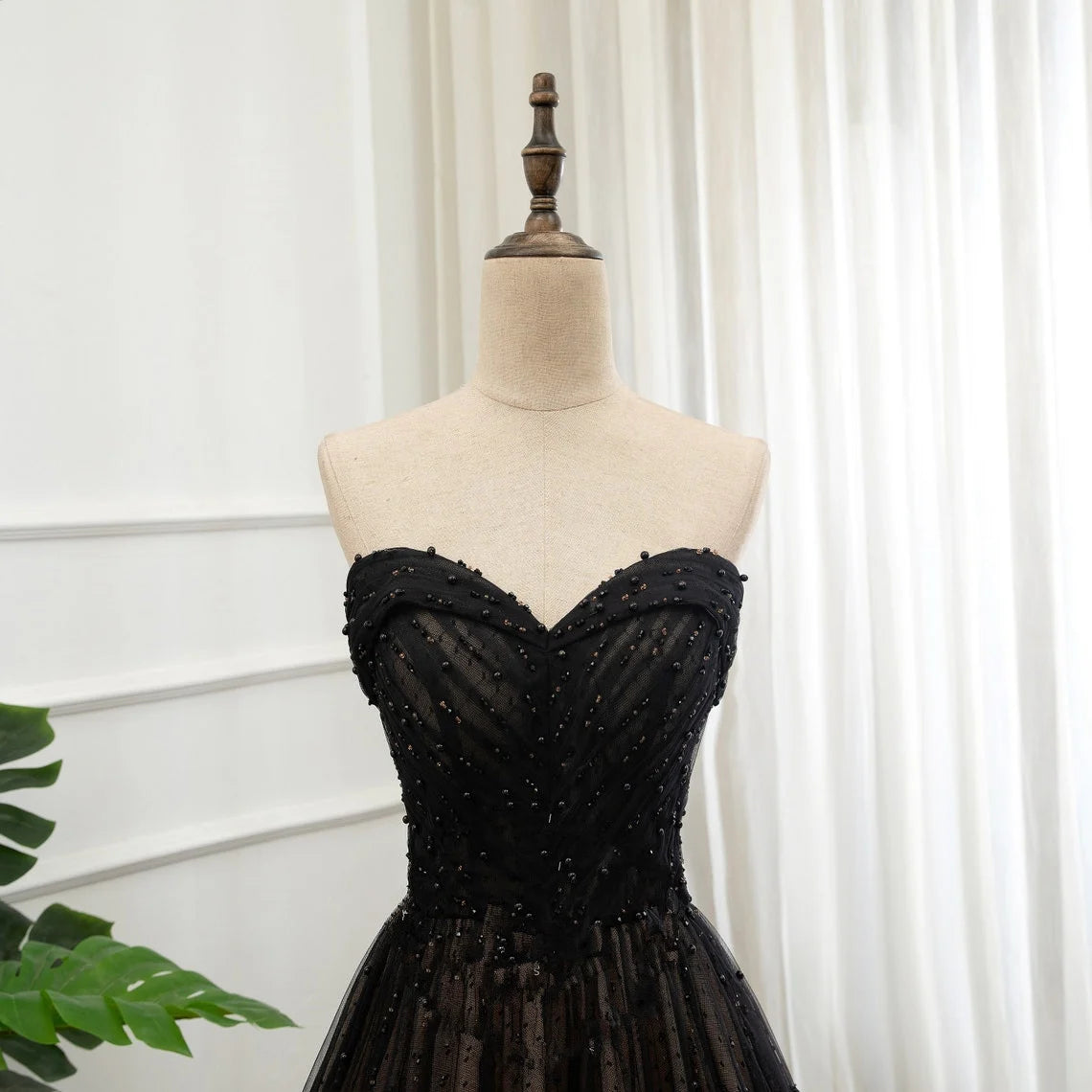 Beaira Black Sweetheart Beaded Tulle Prom Dress A-line Evening Dress Party Dress prom dresses shops
