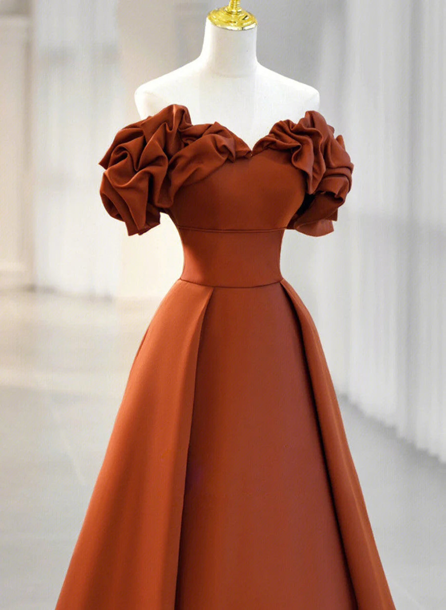 Beaira A-line Satin Off Shoulder Sweetheart Long Prom Dress Satin Floor Length Party Dress prom dresses shops