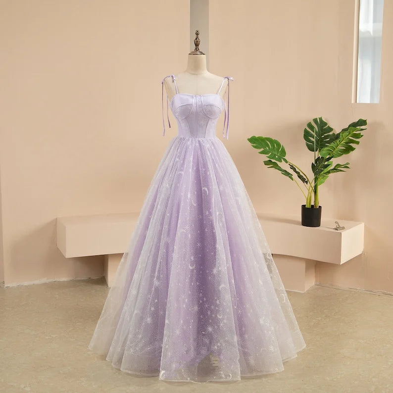 Beaira Lavender Tulle and Lace Sweetheart Party Dress A-line Tulle Prom Dress prom dresses shops