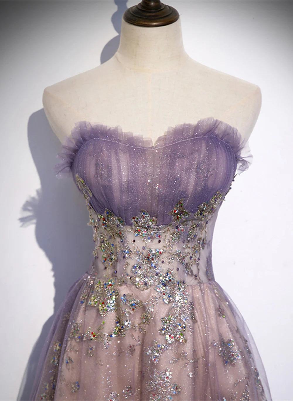 Beaira Purple A-line Tulle with Lace Long Formal Dress Purple Evening Dress Long Party Dress prom dresses shops