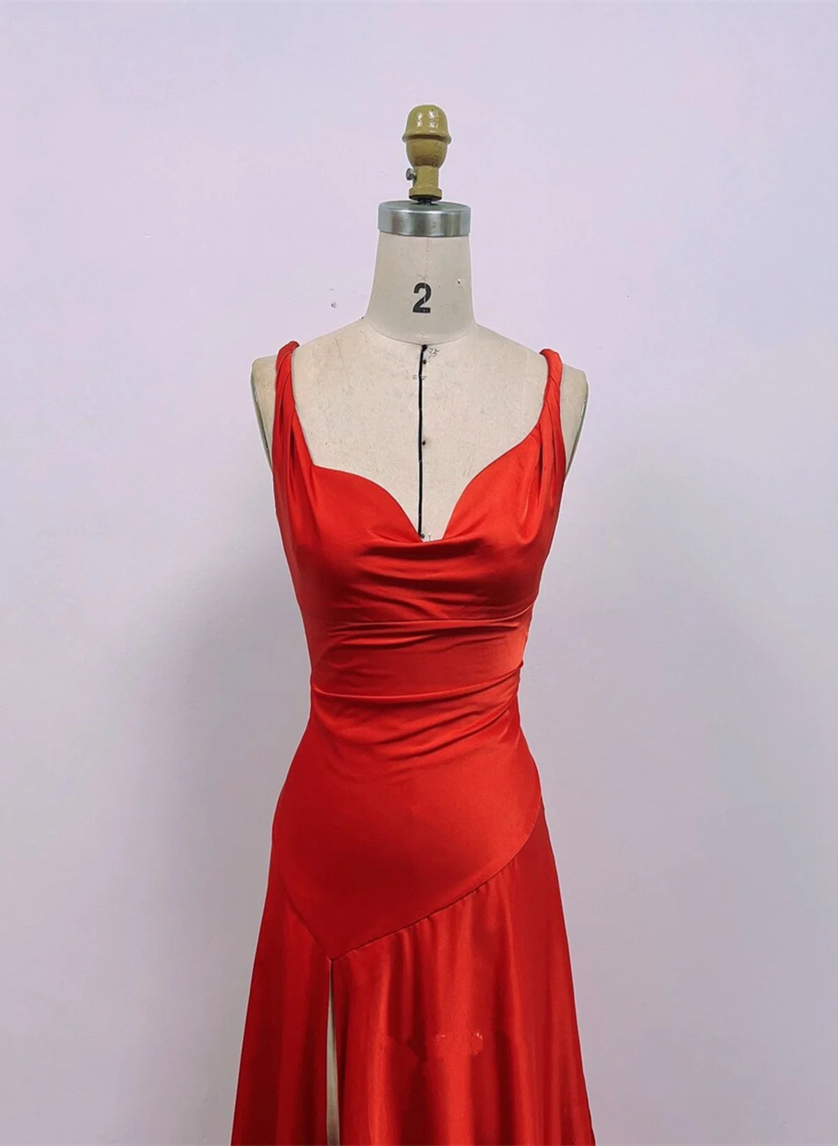 Beaira Red Satin Simple Long Formal Dress Red Satin Prom Dress