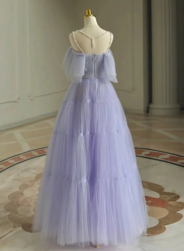 Beaira Lovely Lavender Tulle Off Shoulder Party Dress A-line Tulle Prom Dress