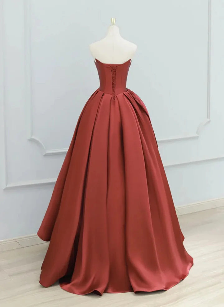 Beaira Beautiful Satin Long Party Dress Prom Dress A-line Satin Evening Dress