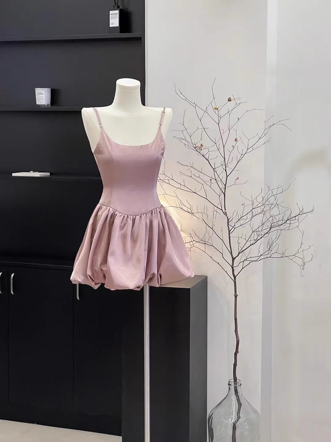 Beaira Cute A Line Spaghetti Straps Ruffled Pink Women's Short Holiday Dresses Homecoming Dress