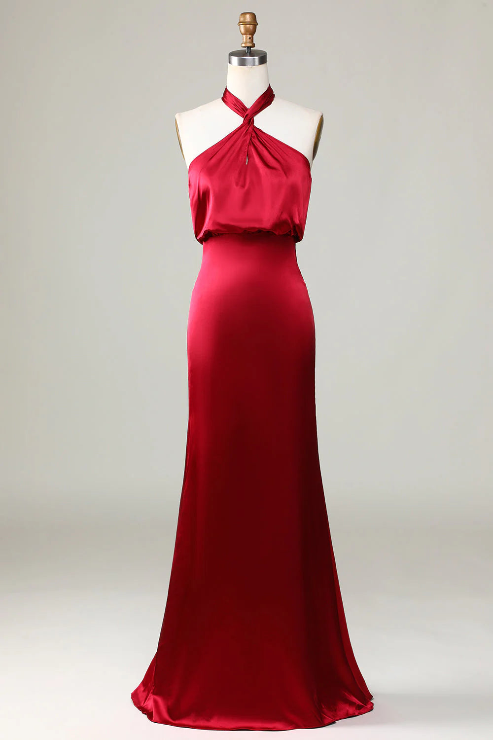 Beaira Mermaid Halter Sleeveless Burgundy Bridesmaid Dress Bridesmaid dress shop 