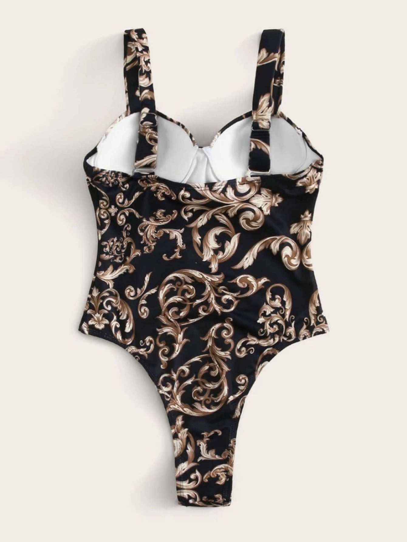 Criss Cross Front Print Removable Pad Swimsuit