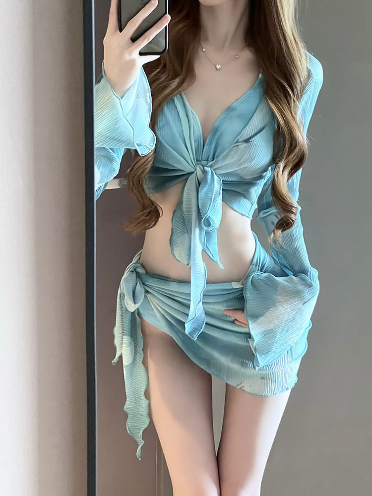 Beaira Korean Ins Pure Desire Sexy Skinny Sunscreen Cover Shirt Hot Girl Bikini Bikini Split Four Piece Swimsuit Female