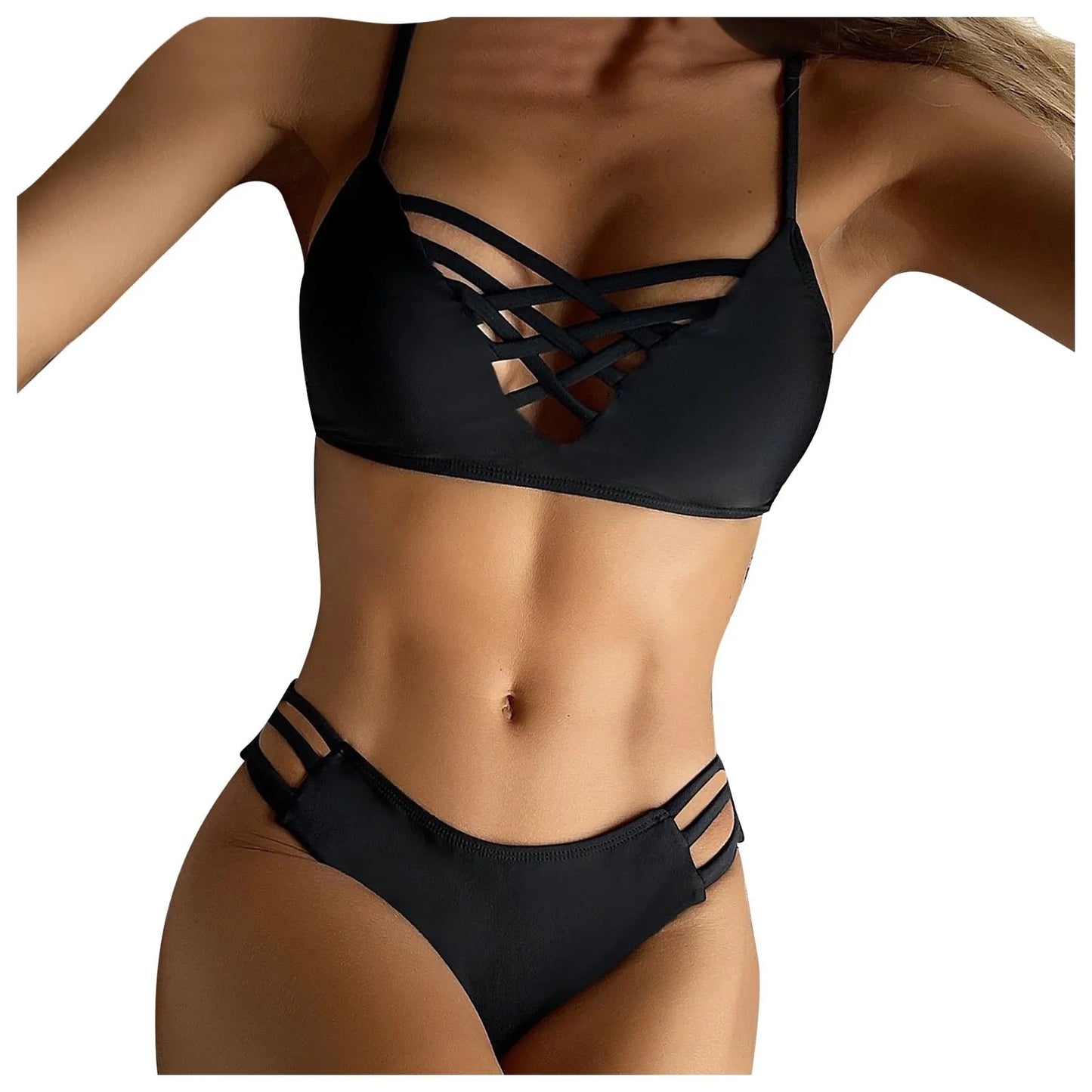 Beaira Split Swimsuit Pure Color Tight Sexy Beach Bikini Solid Color Two Piece Swimsuit For Women Summer Brazilian Bathing Suit