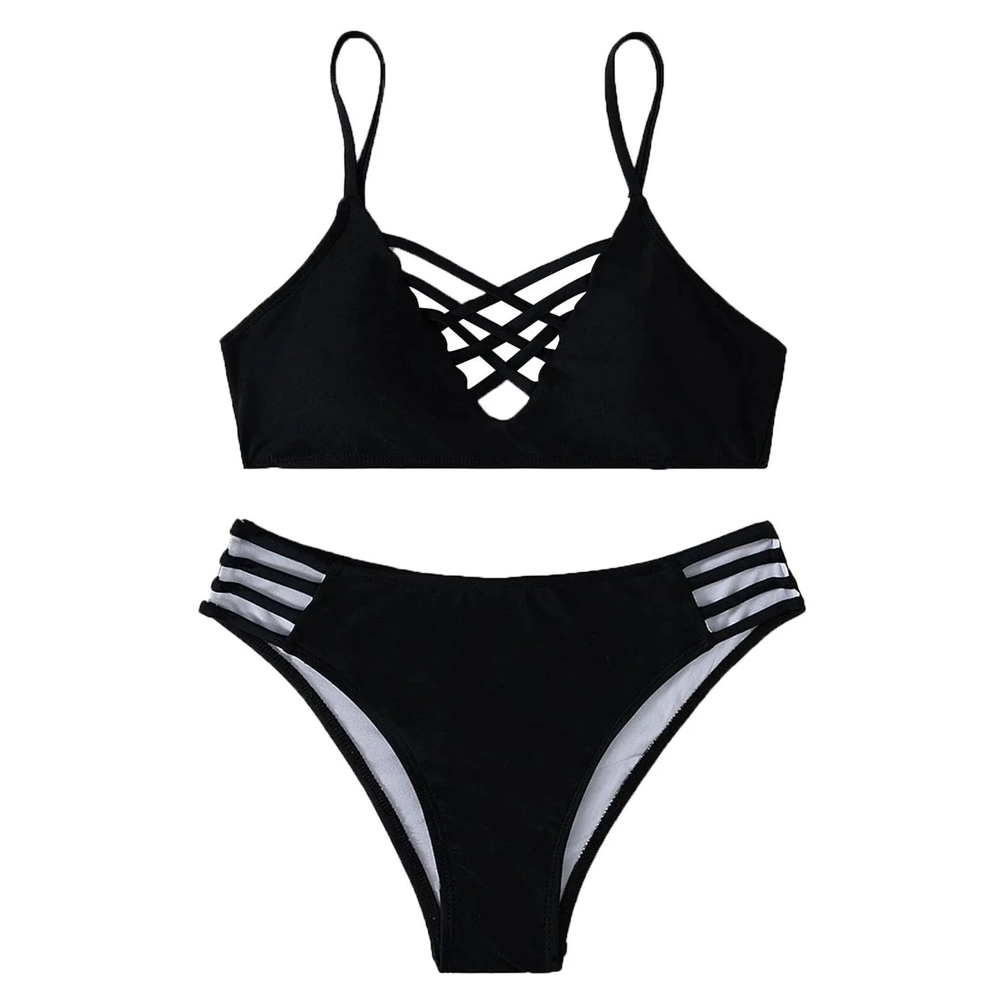 Beaira Split Swimsuit Pure Color Tight Sexy Beach Bikini Solid Color Two Piece Swimsuit For Women Summer Brazilian Bathing Suit