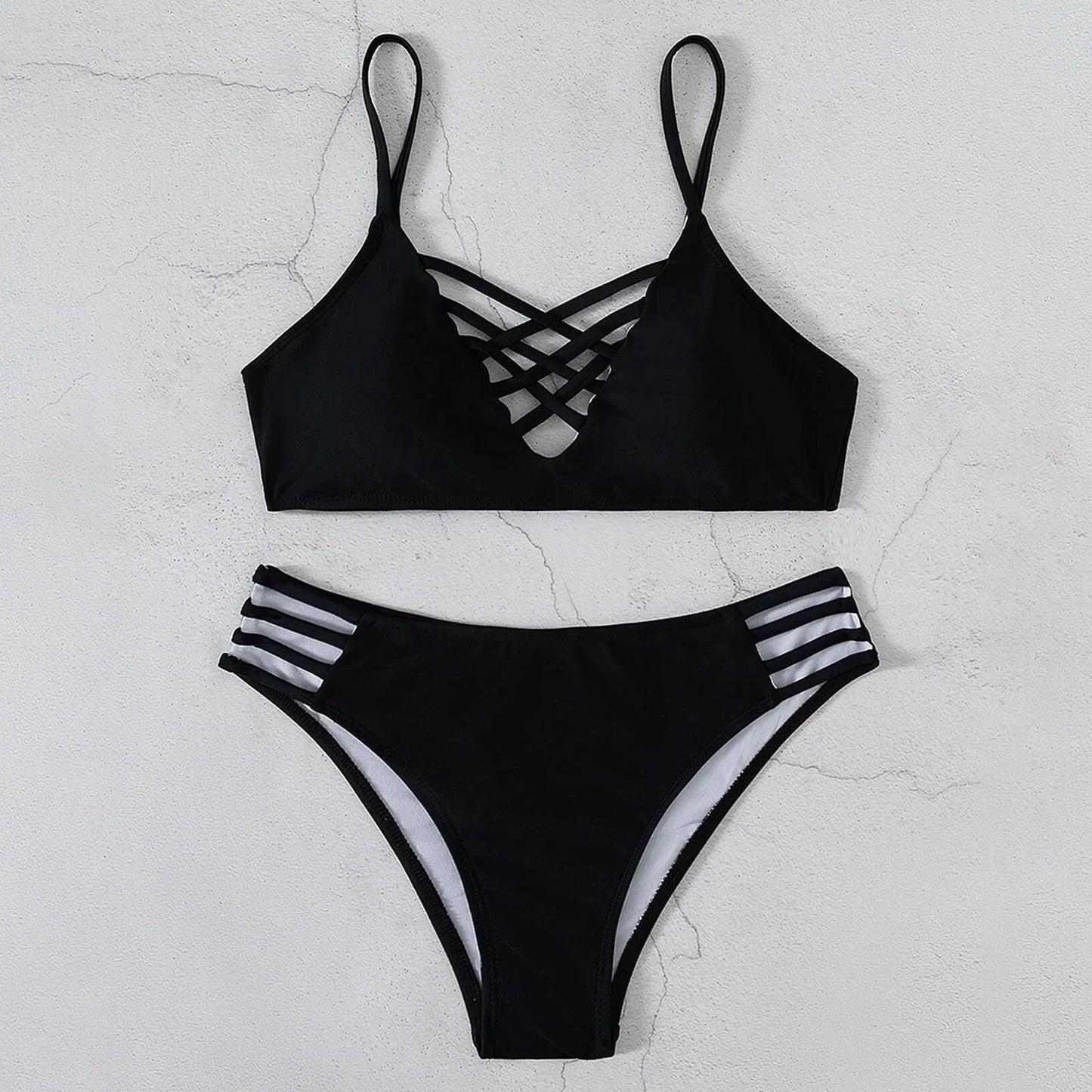 Beaira Split Swimsuit Pure Color Tight Sexy Beach Bikini Solid Color Two Piece Swimsuit For Women Summer Brazilian Bathing Suit