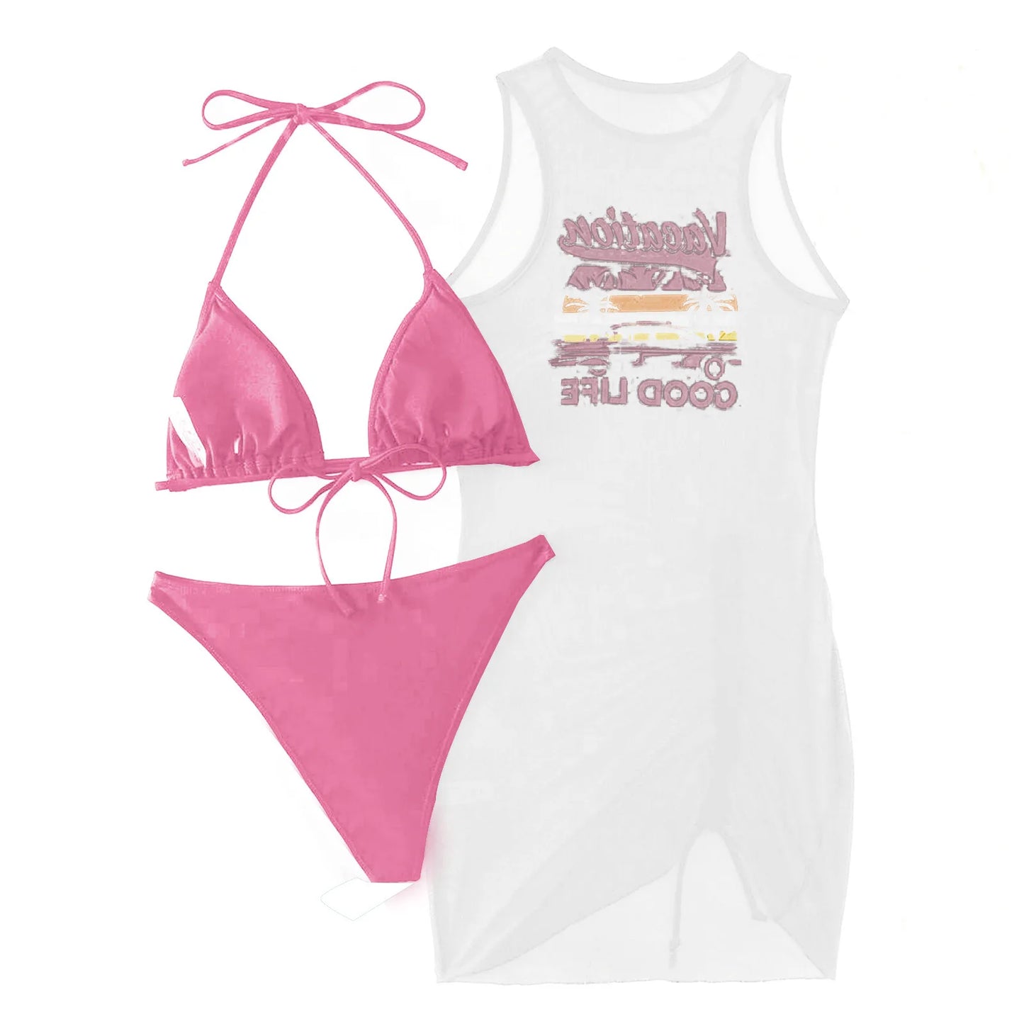 Beaira 3 Pieces Large Plus Size Bikini 2025 & T-Shirt Sports Swimwear Women String Swimsuit Female Beachwear Bathing Swimming Swim Suit