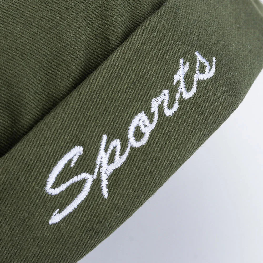 Beaira Vintage Brimless Hip Hop Hat Men Beanie Hat "Sports"Letters Embroidery Summer Hats Skullies Cap Landlord Cap Dome Hat Streetwear