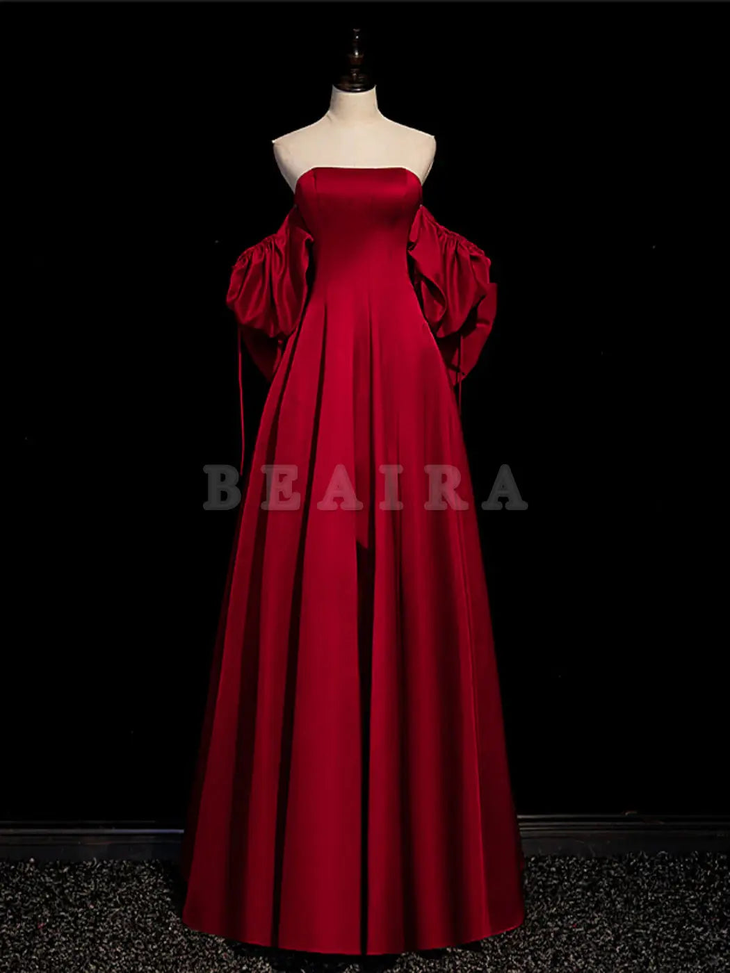 Beaira A-Line Burgundy Long Prom Dresses Satin Burgundy Formal Evening Dresses Bridesmaid dress shop