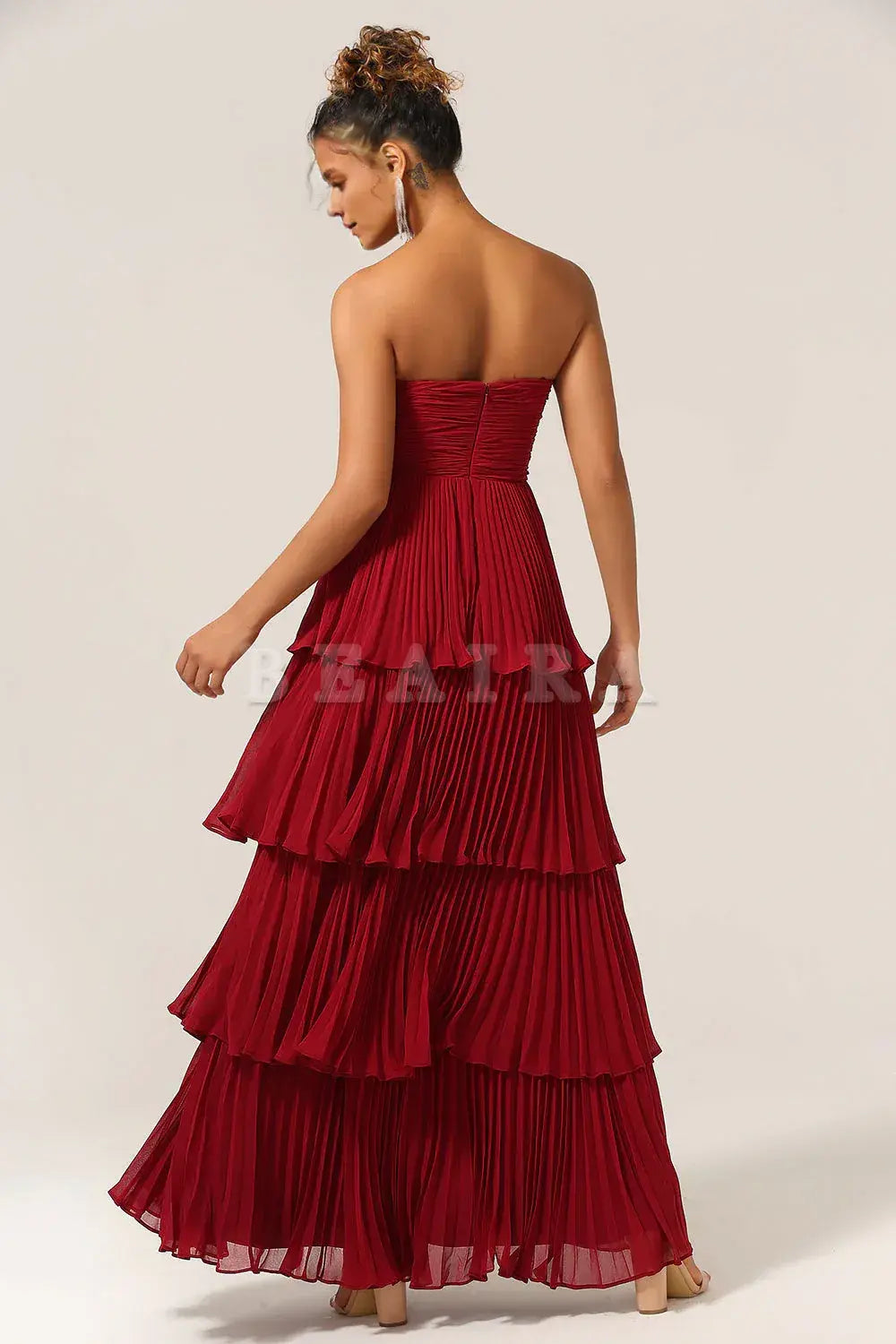 Beaira A-Line Sweetheart Floor Length Tiered Chiffon Bridesmaid Dress Bridesmaid dress shop