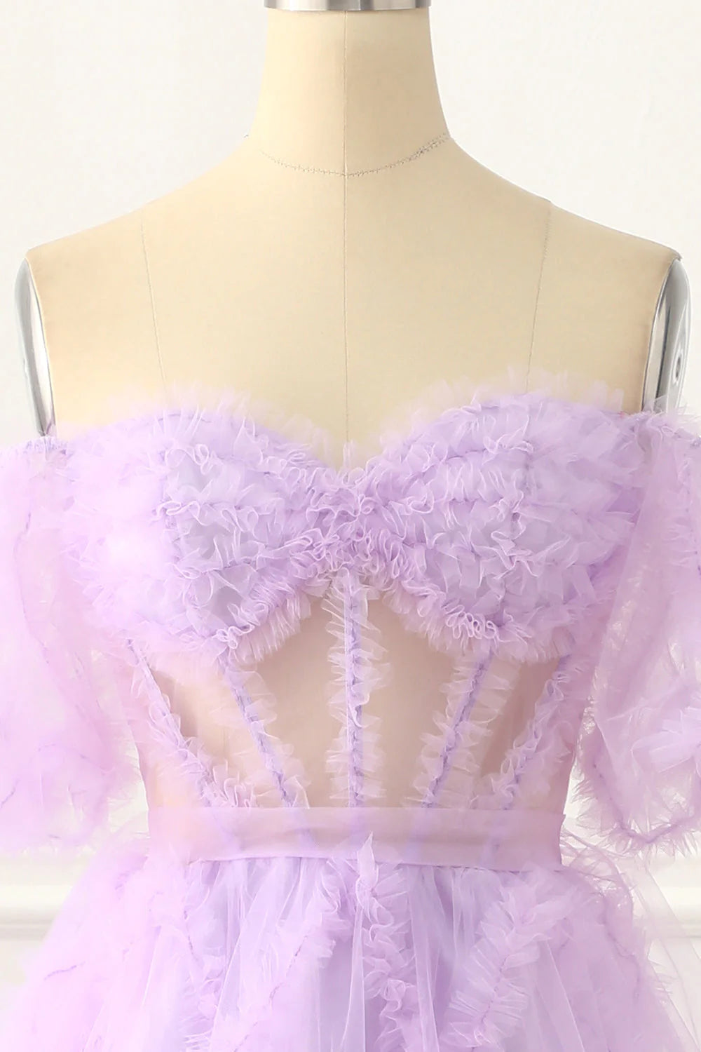 A Line Off the Shoulder Tulle Prom Dresses For Woman