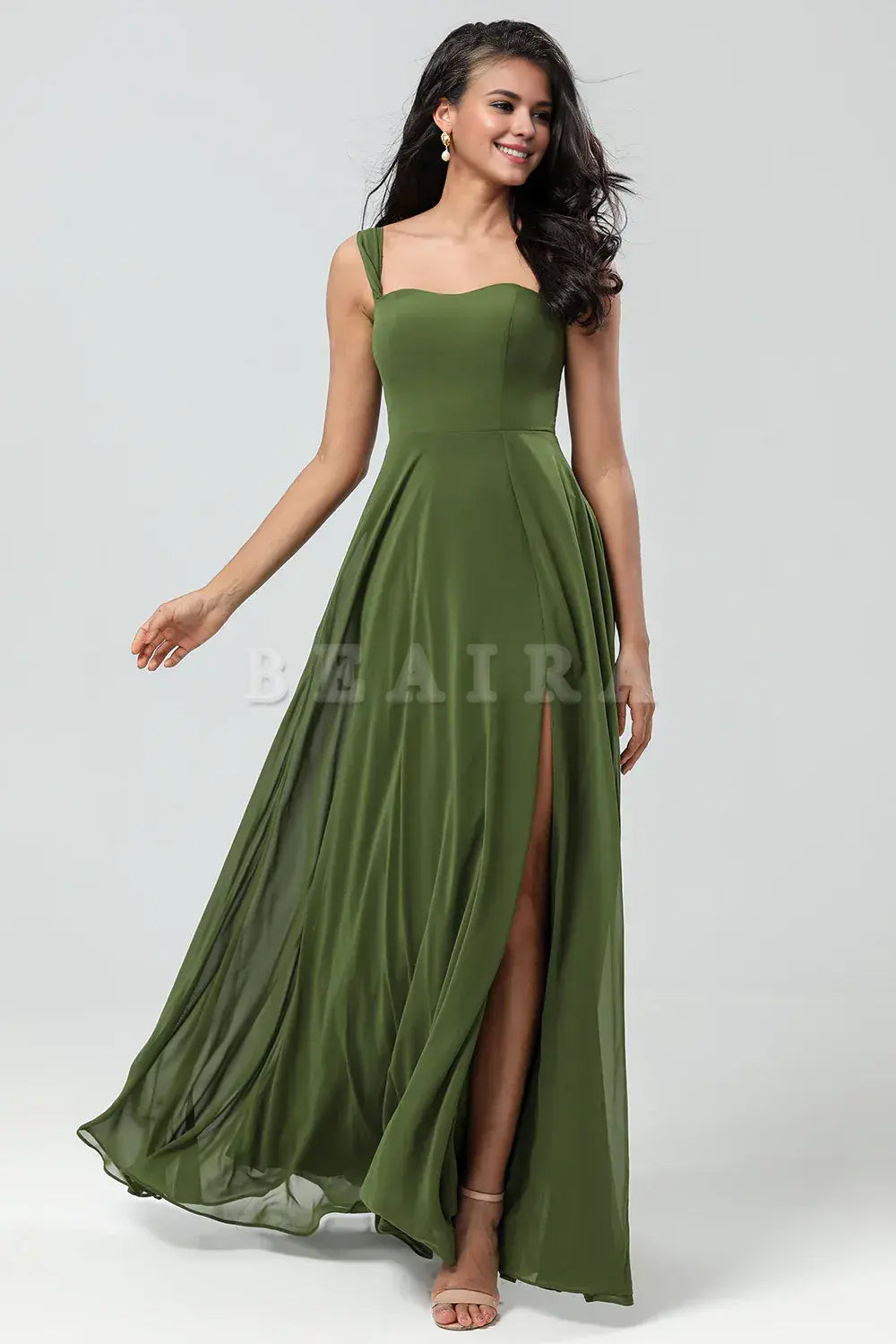Beaira A Line Off The Shoulder Floor-Length Chiffon Bridesmaid Dress with Slit Bridesmaid dress shop