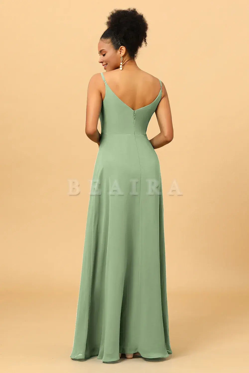 Beaira A Line Spaghetti Straps Floor-Length Chiffon Bridesmaid Dress Bridesmaid dress shop 