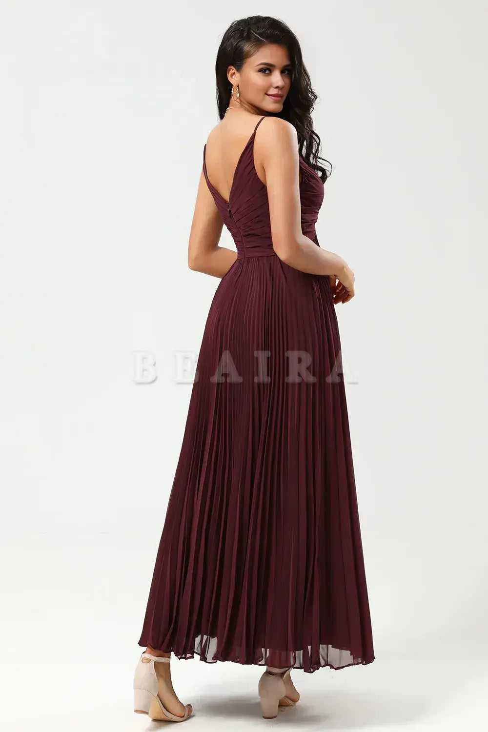 Beaira A Line Spaghetti Straps Floor-Length Chiffon Bridesmaid Dress with Ruffles Bridesmaid dress shop