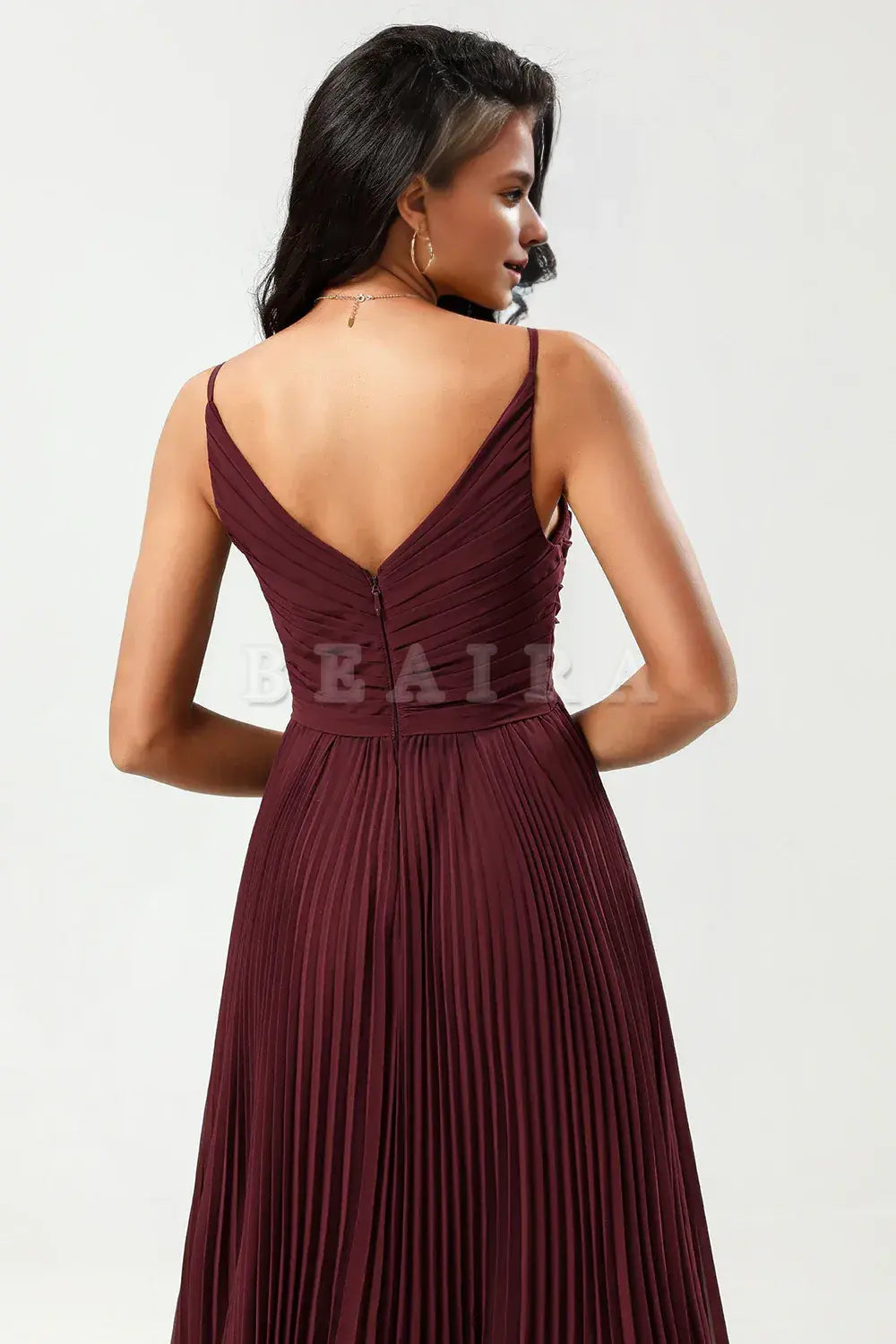 Beaira A Line Spaghetti Straps Floor-Length Chiffon Bridesmaid Dress with Ruffles Bridesmaid dress shop