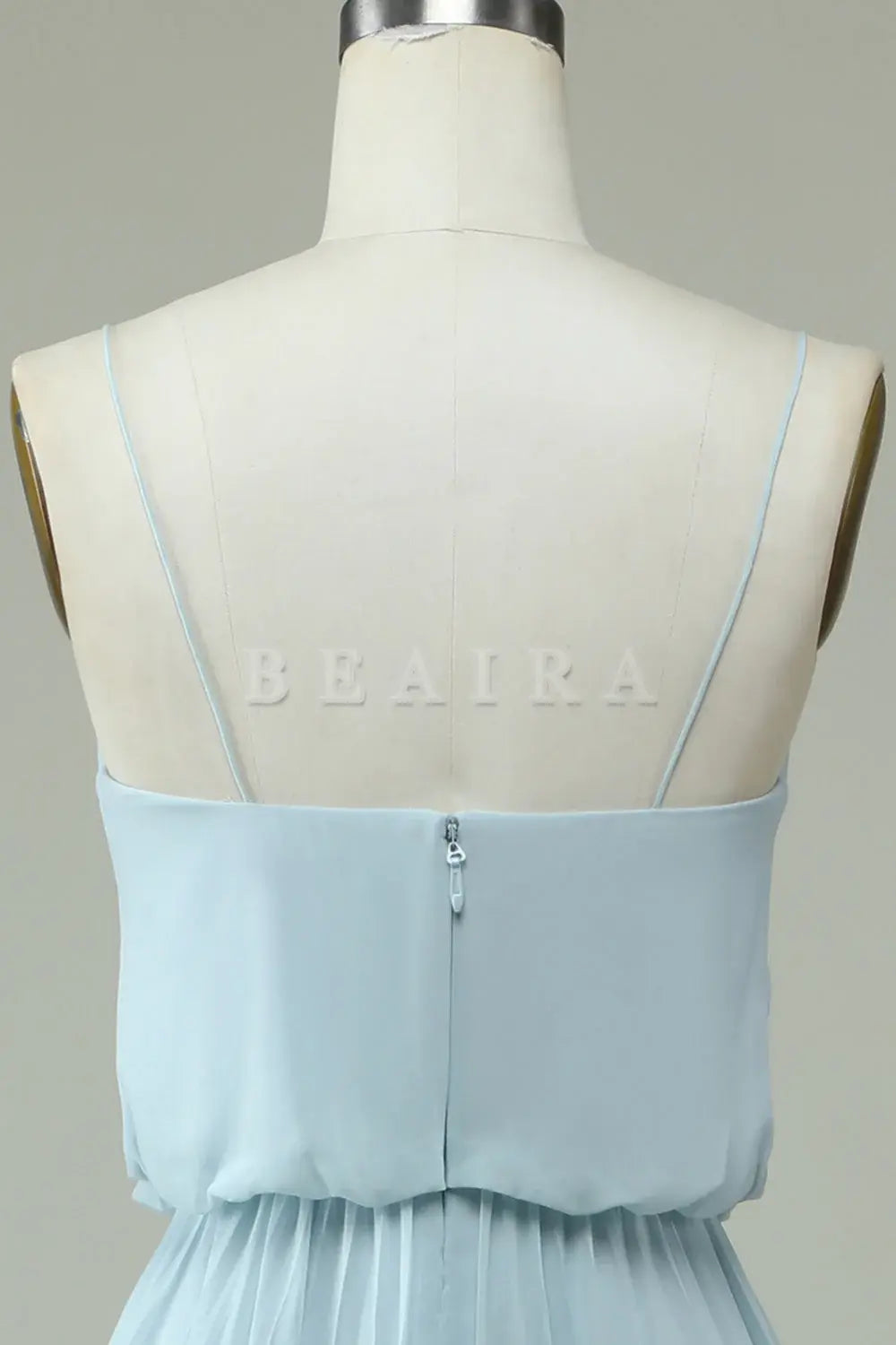 Beaira A Line Spaghetti Straps Sky Blue Chiffon Long Bridesmaid Dress Bridesmaid dress shop