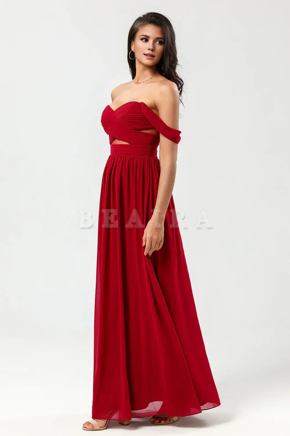 Beaira A Line Sweetheart Ruched Floor-Length Chiffon Bridesmaid Dress Bridesmaid dress shop