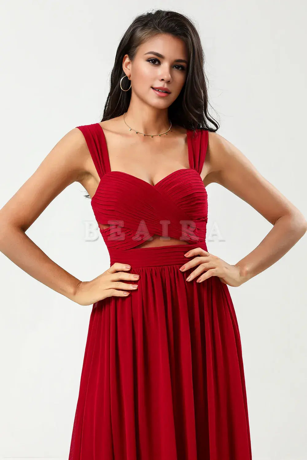 Beaira A Line Sweetheart Ruched Floor-Length Chiffon Bridesmaid Dress Bridesmaid dress shop