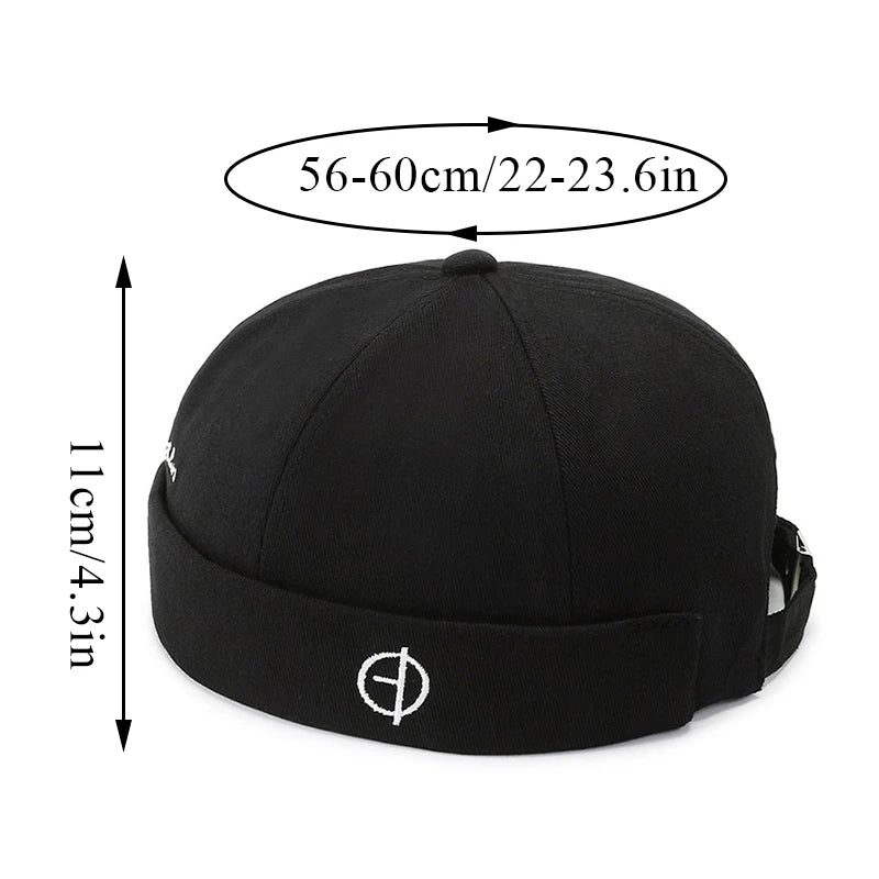 Beaira Adjustable Vintage Women Brimless Beanies Hats Fashion Embroidery Men Docker Cap Skullcap Hat Unisex Street Hip Hop Sailor Caps