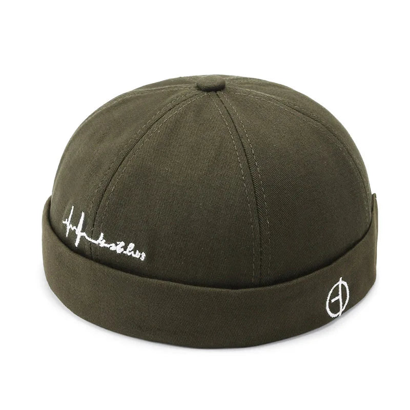 Beaira Adjustable Vintage Women Brimless Beanies Hats Fashion Embroidery Men Docker Cap Skullcap Hat Unisex Street Hip Hop Sailor Caps