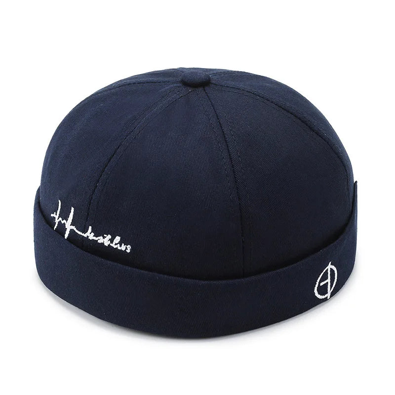 Beaira Adjustable Vintage Women Brimless Beanies Hats Fashion Embroidery Men Docker Cap Skullcap Hat Unisex Street Hip Hop Sailor Caps
