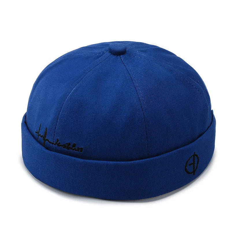 Beaira Adjustable Vintage Women Brimless Beanies Hats Fashion Embroidery Men Docker Cap Skullcap Hat Unisex Street Hip Hop Sailor Caps