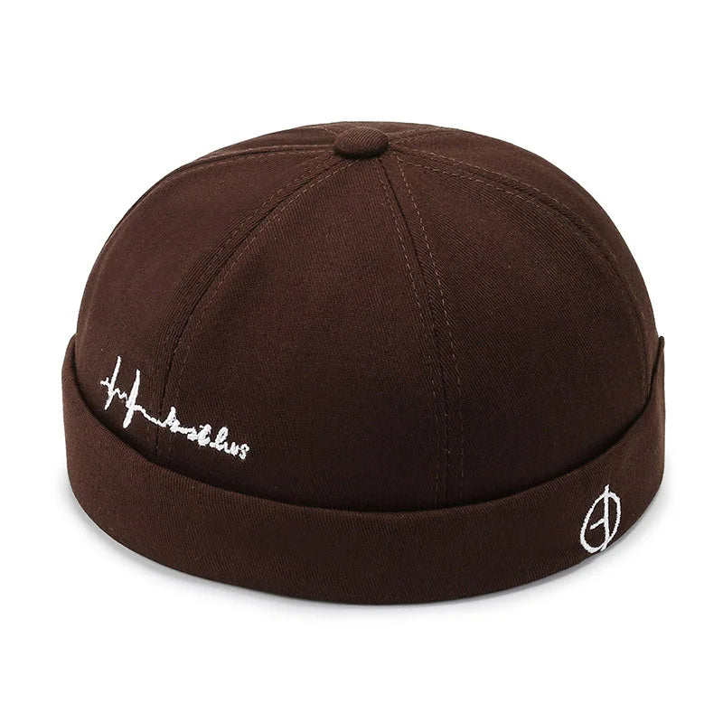 Beaira Adjustable Vintage Women Brimless Beanies Hats Fashion Embroidery Men Docker Cap Skullcap Hat Unisex Street Hip Hop Sailor Caps