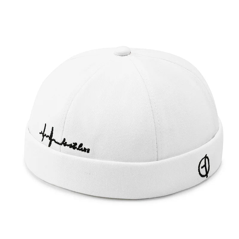 Beaira Adjustable Vintage Women Brimless Beanies Hats Fashion Embroidery Men Docker Cap Skullcap Hat Unisex Street Hip Hop Sailor Caps
