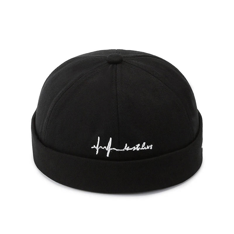 Beaira Adjustable Vintage Women Brimless Beanies Hats Fashion Embroidery Men Docker Cap Skullcap Hat Unisex Street Hip Hop Sailor Caps