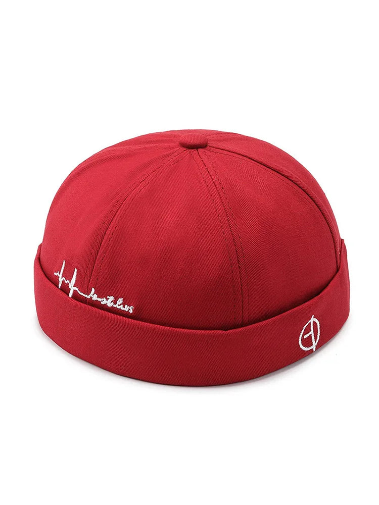 Beaira Adjustable Vintage Women Brimless Beanies Hats Fashion Embroidery Men Docker Cap Skullcap Hat Unisex Street Hip Hop Sailor Caps