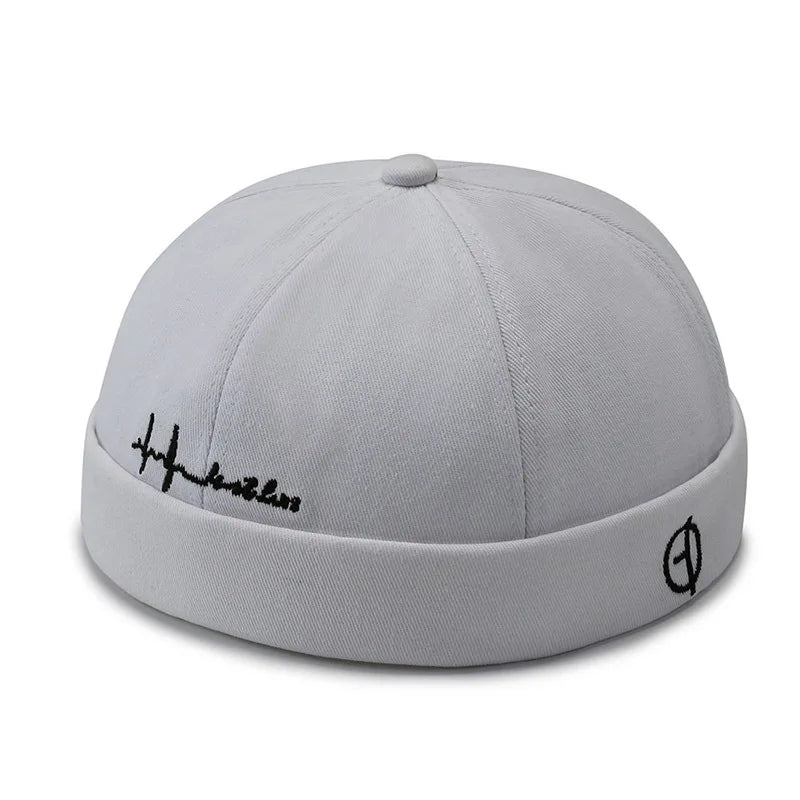 Beaira Adjustable Vintage Women Brimless Beanies Hats Fashion Embroidery Men Docker Cap Skullcap Hat Unisex Street Hip Hop Sailor Caps
