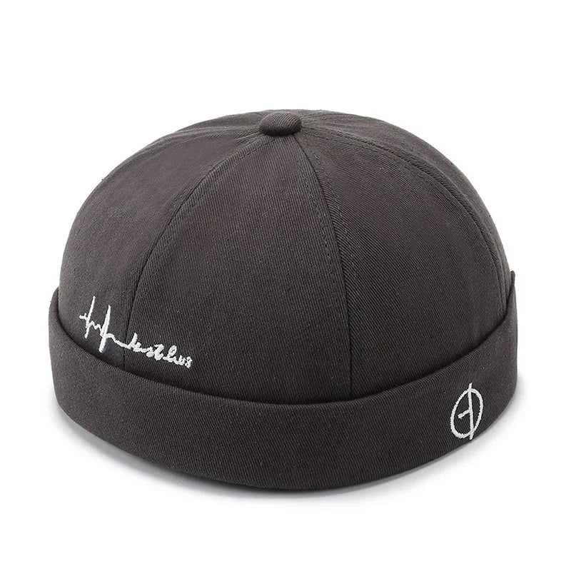 Beaira Adjustable Vintage Women Brimless Beanies Hats Fashion Embroidery Men Docker Cap Skullcap Hat Unisex Street Hip Hop Sailor Caps